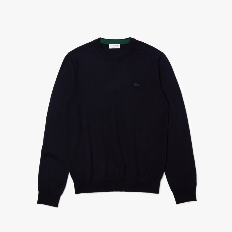 Lacoste \ Pullover Uomo Lana Merino Blu Scuro Prezzo 160,00