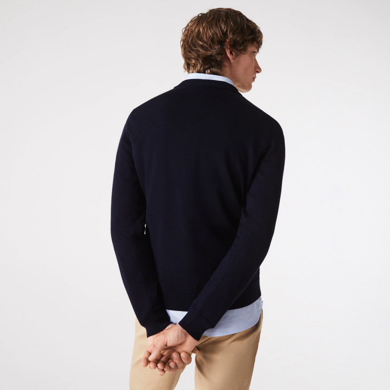 Lacoste \ Pullover Uomo Lana Merino Blu Scuro Prezzo 160,00