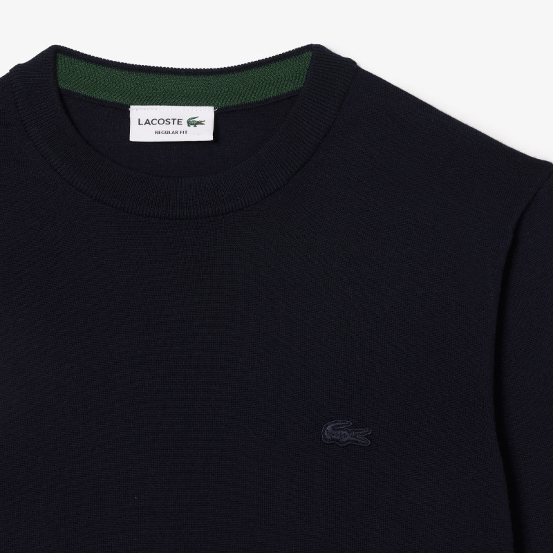 Lacoste \ Pullover Uomo Lana Merino Blu Scuro Prezzo 160,00