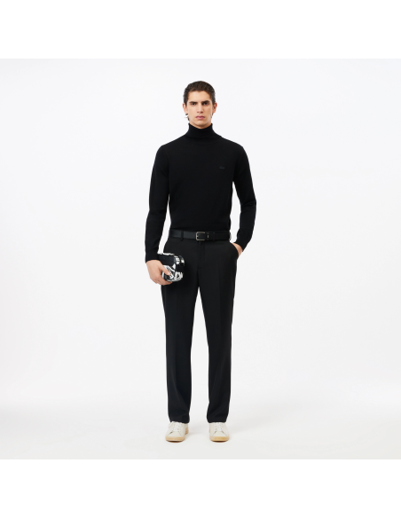 Lacoste \ Maglia Uomo Collo Alto Lana Merino Nero Prezzo 165,00