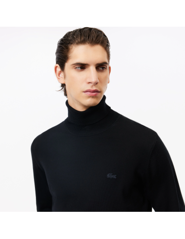 Lacoste \ Maglia Uomo Collo Alto Lana Merino Nero Prezzo 165,00