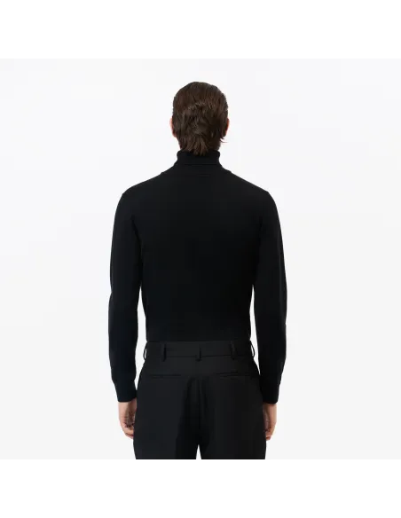 Lacoste \ Maglia Uomo Collo Alto Lana Merino Nero Prezzo 165,00
