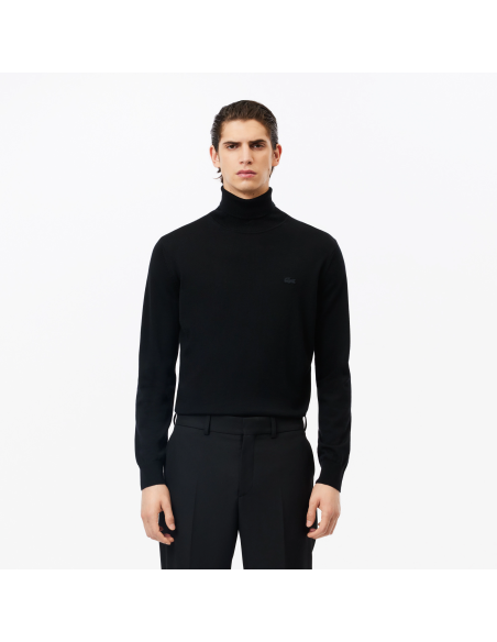 Lacoste \ Maglia Uomo Collo Alto Lana Merino Nero Prezzo 165,00