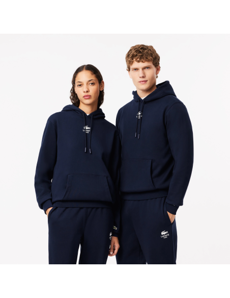 Lacoste \ Felpa Uomo Con Cappuccio E Stampa Cotone Blu Scuro Prezzo 155,00