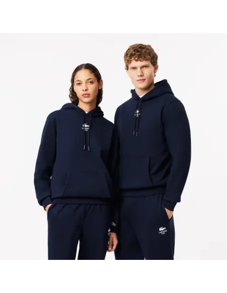 Lacoste \ Felpa Uomo Con Cappuccio E Stampa Cotone Blu Scuro Prezzo 155,00