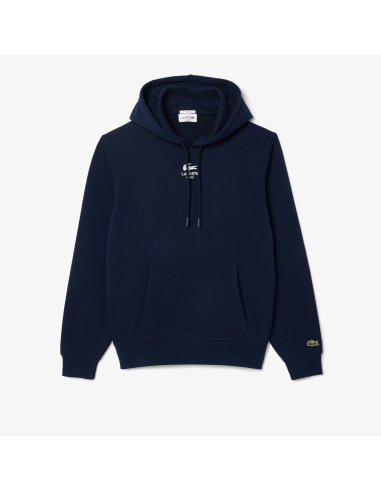 Lacoste \ Felpa Uomo Con Cappuccio E Stampa Cotone Blu Scuro Prezzo 155,00
