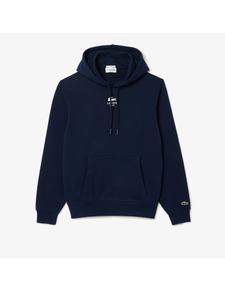 Lacoste \ Felpa Uomo Con Cappuccio E Stampa Cotone Blu Scuro Prezzo 155,00