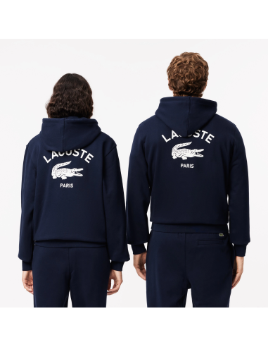 Lacoste \ Felpa Uomo Con Cappuccio E Stampa Cotone Blu Scuro Prezzo 155,00
