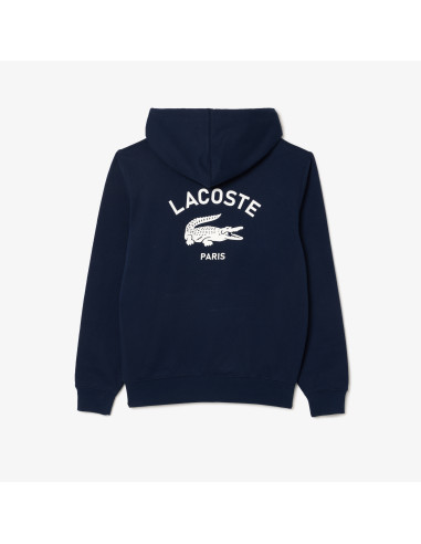 Lacoste \ Felpa Uomo Con Cappuccio E Stampa Cotone Blu Scuro Prezzo 155,00