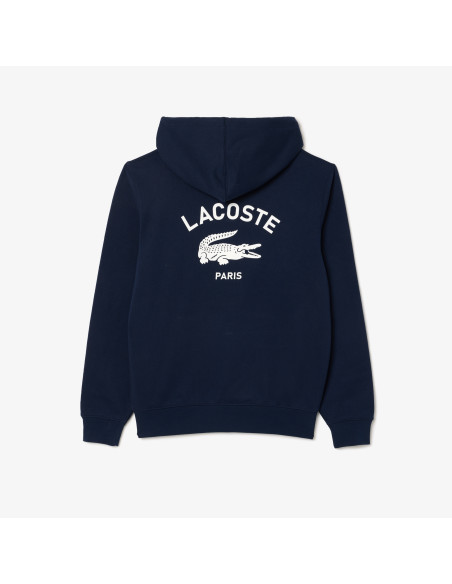 Lacoste \ Felpa Uomo Con Cappuccio E Stampa Cotone Blu Scuro Prezzo 155,00