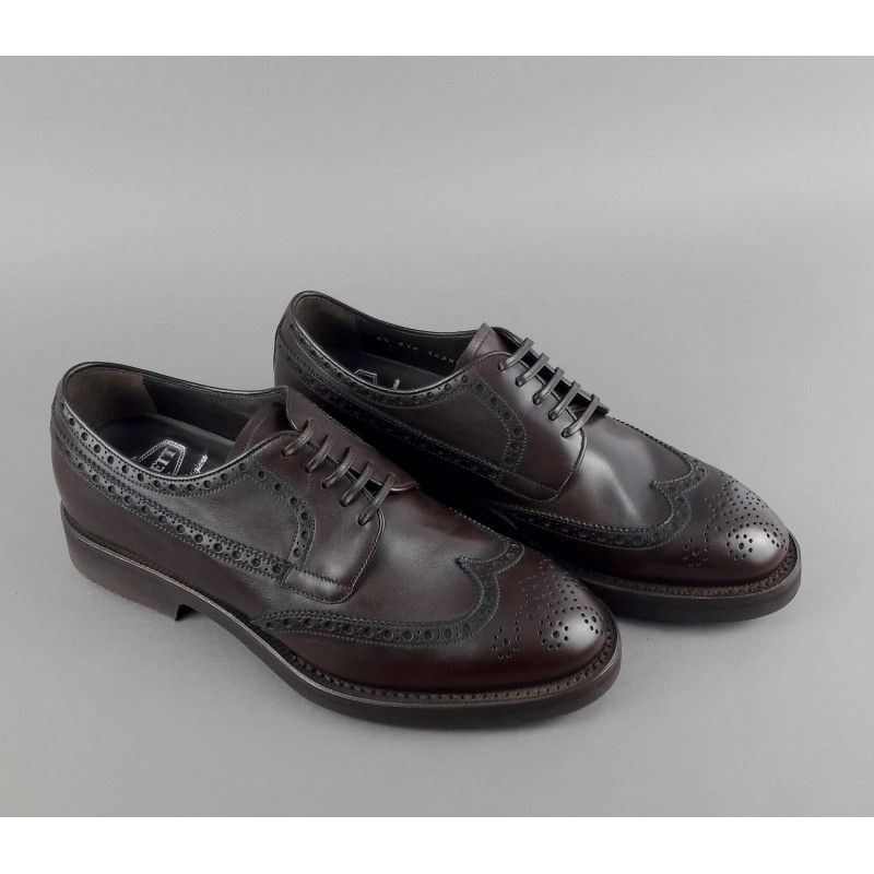 Barrett Derby Uomo Pelle Testa Di Moro Bucature Brogue Prezzo 370,00