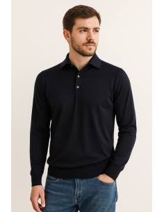 Filippo De Laurentiis \ Polo Camicia Uomo Lana Merino Blu Scuro Prezzo 210,00