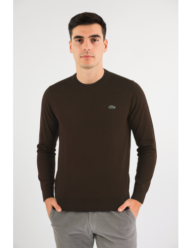 Lacoste \ Maglia Uomo Girocollo Misto Lana Marrone Scuro Prezzo 125,00
