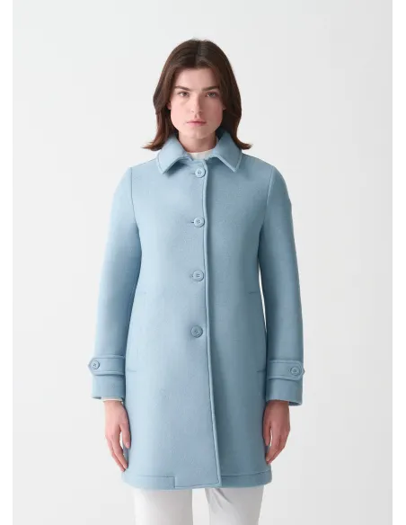 Colmar \ Cappotto Donna Lungo In Panno Di Lana Azzurro Ceruleo Prezzo 399,00