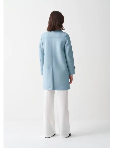 Colmar \ Cappotto Donna Lungo In Panno Di Lana Azzurro Ceruleo Prezzo 399,00