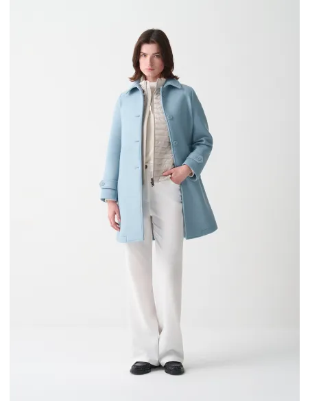 Colmar \ Cappotto Donna Lungo In Panno Di Lana Azzurro Ceruleo Prezzo 399,00
