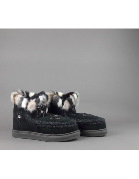 Mou \ Eskimo Sneakers Donna Montone Con Visone Nero Prezzo 319,00