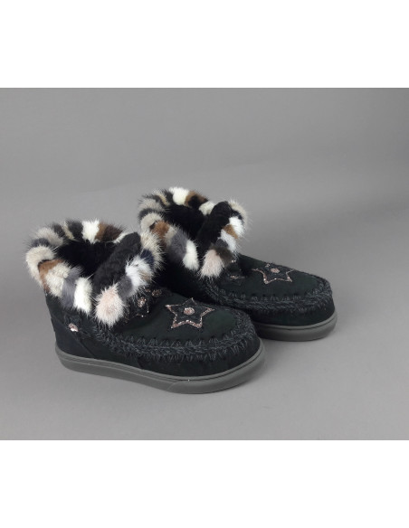 Mou \ Eskimo Sneakers Donna Montone Con Visone Nero Prezzo 319,00