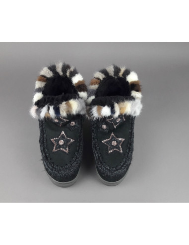 Mou \ Eskimo Sneakers Donna Montone Con Visone Nero Prezzo 319,00