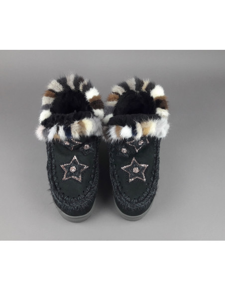 Mou \ Eskimo Sneakers Donna Montone Con Visone Nero Prezzo 319,00