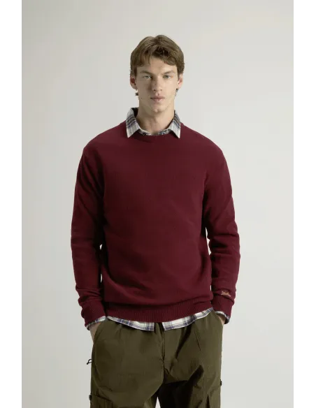 Woolrich \ Maglia Uomo Girocollo Lana Bordeaux Prezzo 150,00