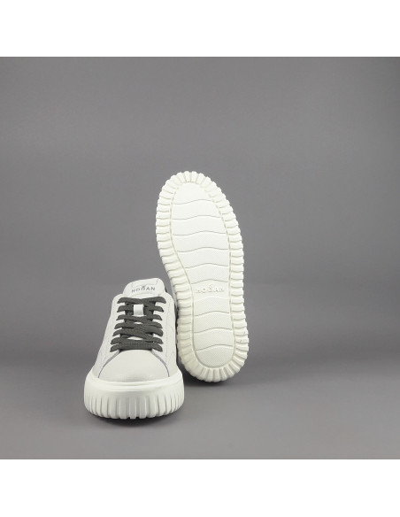 Hogan --- H Stripe Uomo H645 Pelle Martellata Bianco Opaco Prezzo 430,00