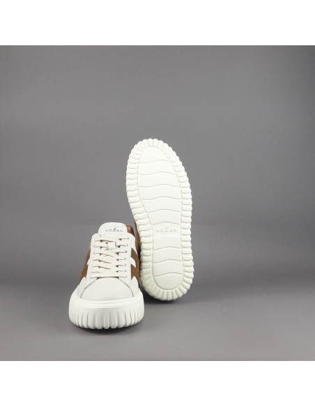 Hogan --- H Stripe Uomo H645 Pelle Martellata Bianco Opaco Prezzo 430,00