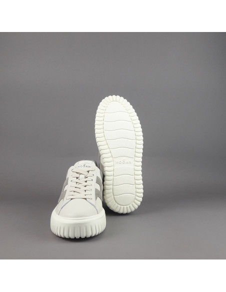 Hogan --- H Stripe Uomo H645 Pelle Martellata Bianco Opaco Prezzo 430,00