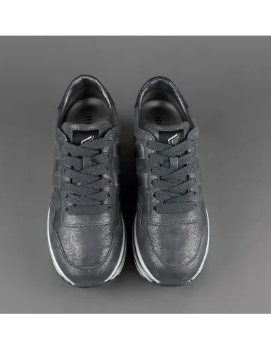 Hogan Midi Platform H483 Donna Tessuto Shiny Grigio Scuro H Pelle Metal Prezzo 370,00