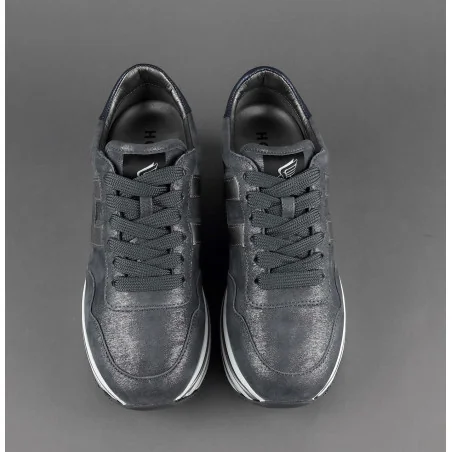 Hogan Midi Platform H483 Donna Tessuto Shiny Grigio Scuro H Pelle Metal Prezzo 370,00