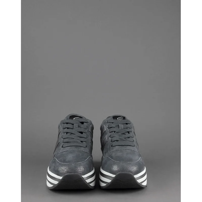 Hogan Midi Platform H483 Donna Tessuto Shiny Grigio Scuro H Pelle Metal Prezzo 370,00