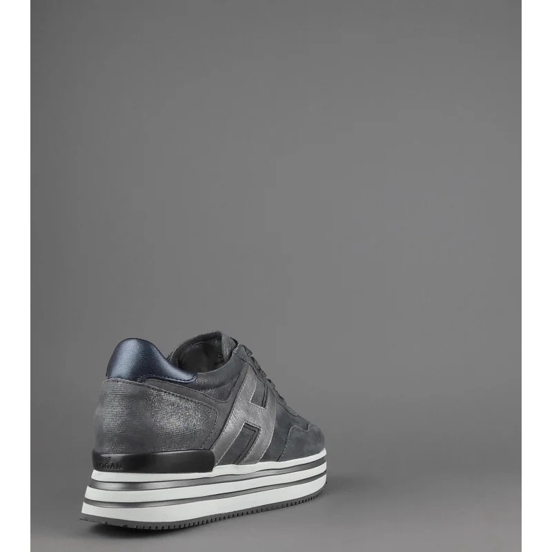 Hogan Midi Platform H483 Donna Tessuto Shiny Grigio Scuro H Pelle Metal Prezzo 370,00