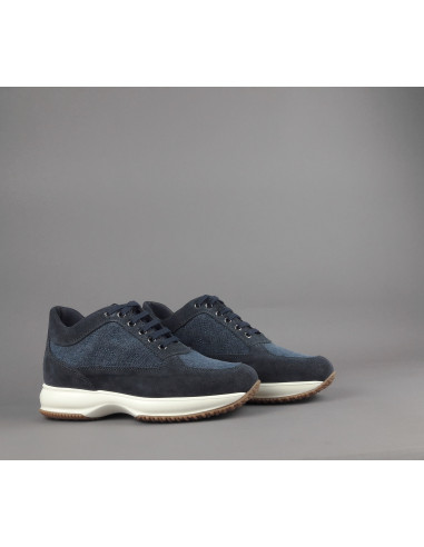 Hogan --- Interactive Uomo Camoscio Tela Denim Blu Scuro Prezzo 420,00