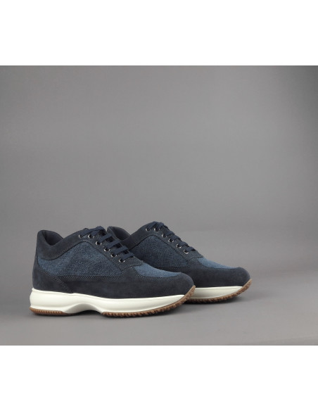Hogan --- Interactive Uomo Camoscio Tela Denim Blu Scuro Prezzo 420,00