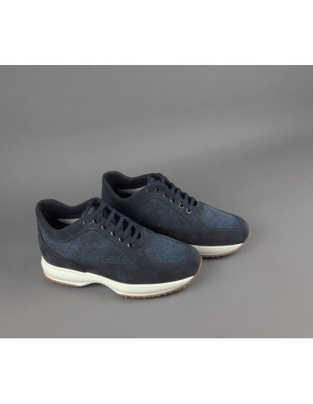 Hogan --- Interactive Uomo Camoscio Tela Denim Blu Scuro Prezzo 420,00