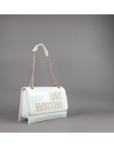 Love Moschino --- Borsa A Spalla Donna Pu Vernice Bianco Prezzo 195,00