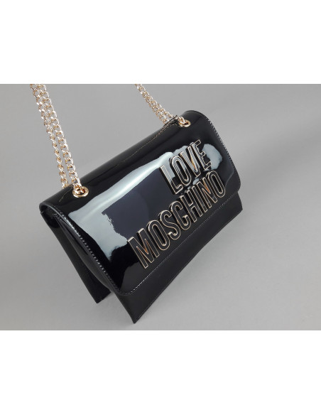Love Moschino --- Borsa A Spalla Donna Pu Vernice Nero Prezzo 195,00