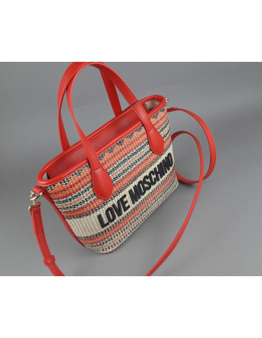 Love Moschino --- Borsa A Mano Donna Pu Rosso Multi Prezzo 189,00
