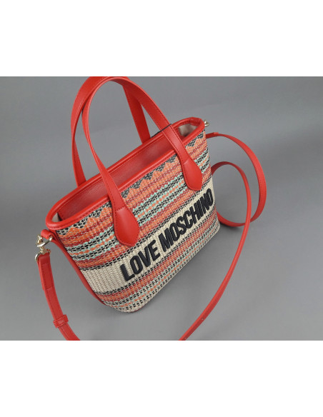 Love Moschino --- Borsa A Mano Donna Pu Rosso Multi Prezzo 189,00