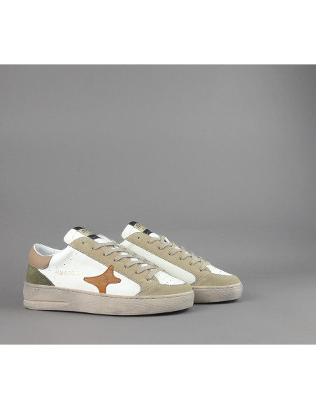 Ama Brand --- Sneakers Uomo Slam Pelle Bianco Beige