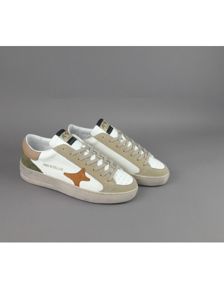 Ama Brand --- Sneakers Uomo Slam Pelle Bianco Beige