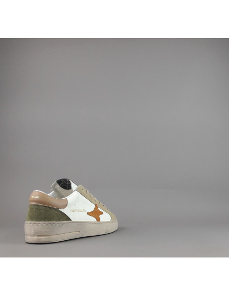 Ama Brand --- Sneakers Uomo Slam Pelle Bianco Beige