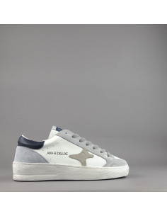 Ama Brand --- Sneakers Uomo Slam Pelle Bianco Grigio