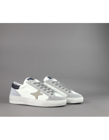 Ama Brand --- Sneakers Uomo Slam Pelle Bianco Grigio