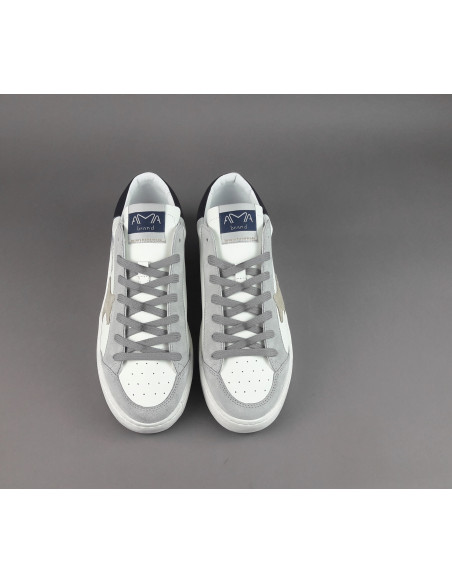 Ama Brand --- Sneakers Uomo Slam Pelle Bianco Grigio