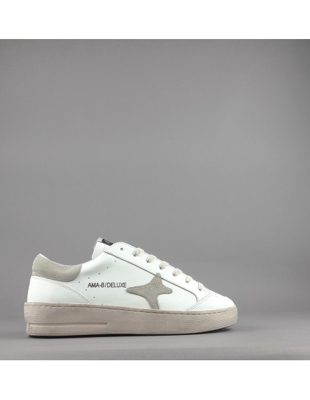 Ama Brand --- Sneakers Uomo Slam Pelle Bianco