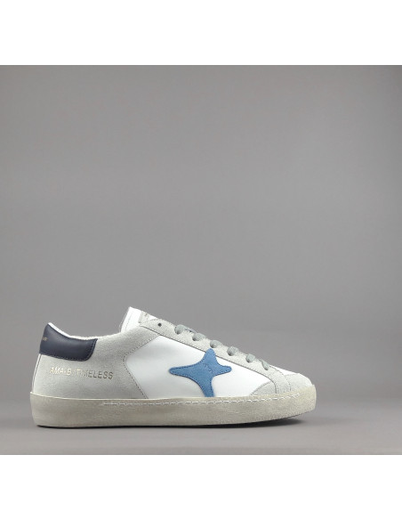 Ama Brand --- Sneakers Uomo Time Pelle Camoscio Bianco Grigio