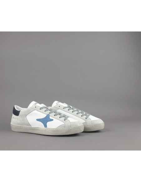 Ama Brand --- Sneakers Uomo Time Pelle Camoscio Bianco Grigio