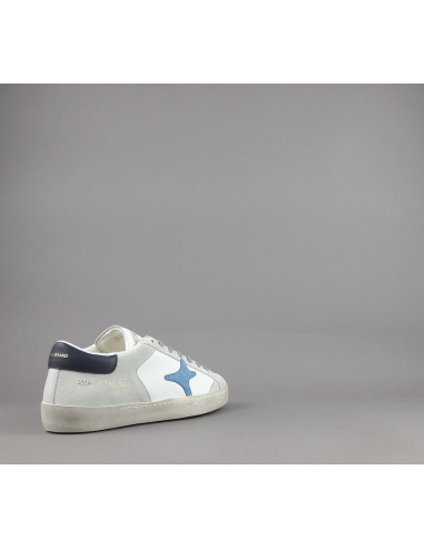Ama Brand --- Sneakers Uomo Time Pelle Camoscio Bianco Grigio