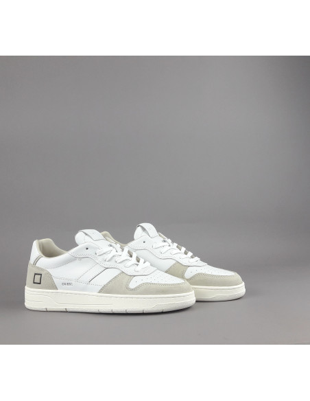 D.A.T.E. --- Sneakers Court Uomo Pelle Camoscio Bianco Beige